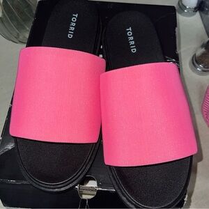 Torrid Pink and Black Slide Sandals